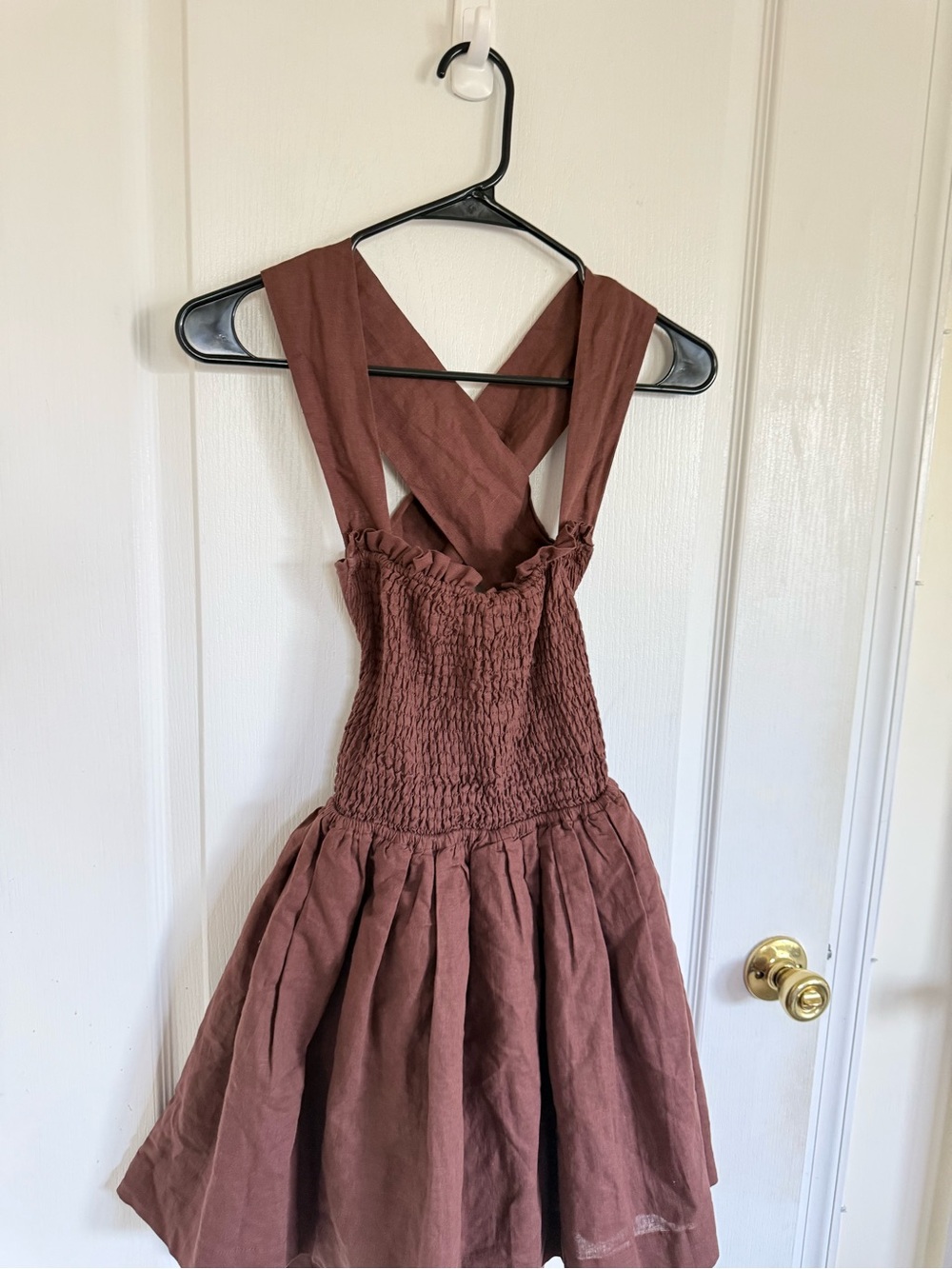 Peppermayo European Towns Linen Brown Mini Dress - Picture 3 of 6